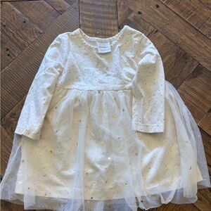 Hanna Andersson White Dress with Gold Stars and moon 12-18m